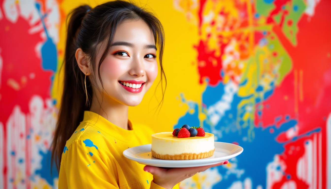 Lumina Liu with cheese cake