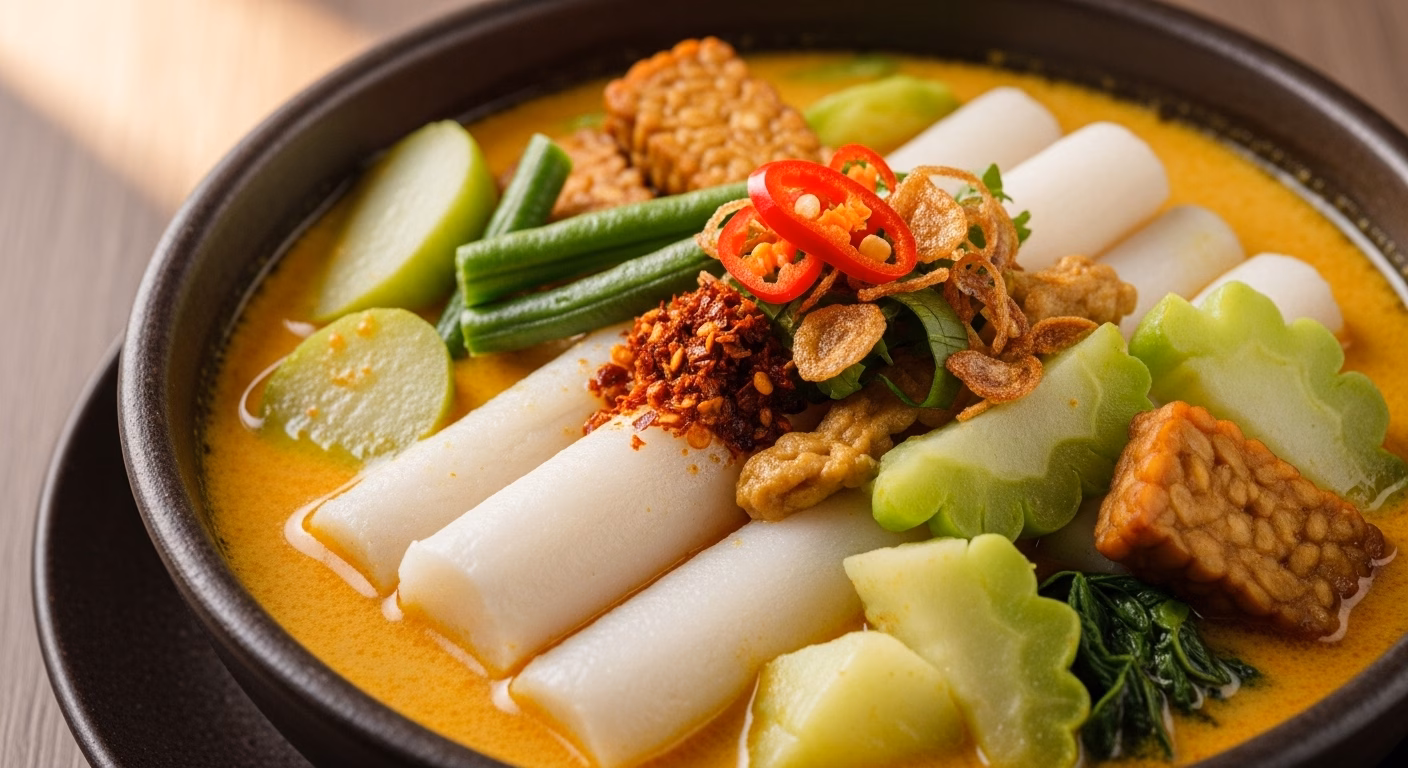 Savory bowl of soup with noodles, colorful vegetables, and fresh herbs, perfect for a comforting meal or recipe inspiration.