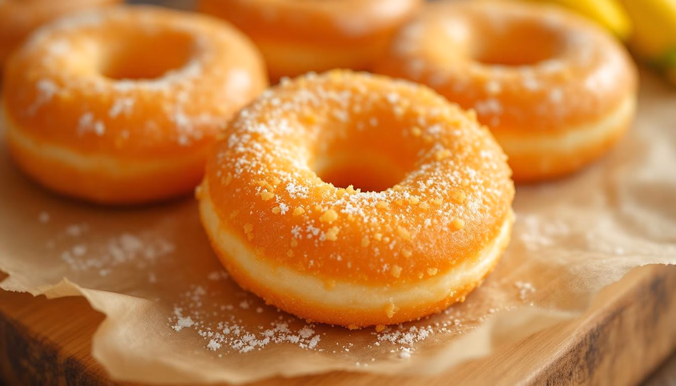 Golden donuts dusted with powdered sugar, setting the stage for a delicious treat perfect for breakfast or dessert lovers.